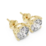 Lumiere Crown solitaire stud earrings featuring brilliant round-cut stones set in polished gold settings on a lace base.