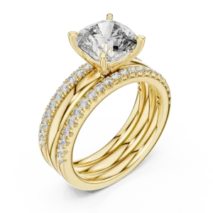 Ethereal Cushion Cut Pavé-Set Solitaire Engagement Ring