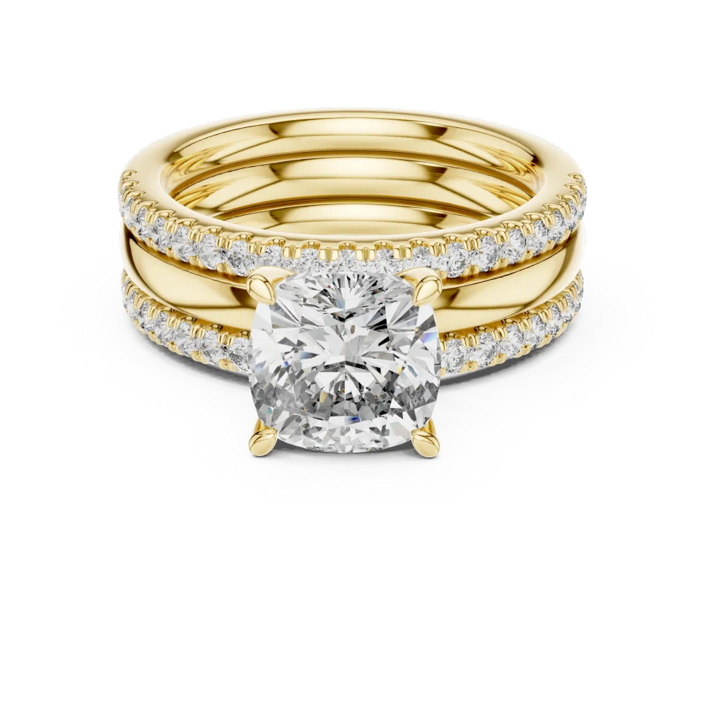 Ethereal Cushion Cut Pavé-Set Solitaire Engagement Ring - Image 2