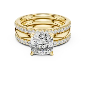 Ethereal Cushion Cut Pavé-Set Solitaire Engagement Ring - Image 2