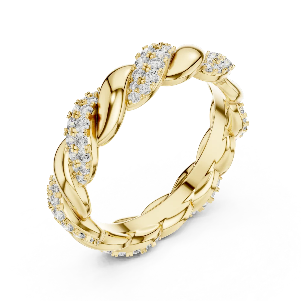 Discover the Ethereal Infinity Twist Band, featuring brilliant round DIAMEUR diamonds in a stunning braided design. Elevate your style—shop today.