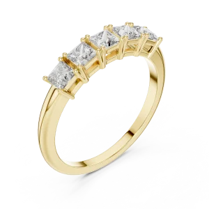 Symmetry Princess Cut Linear Five-Stone Band