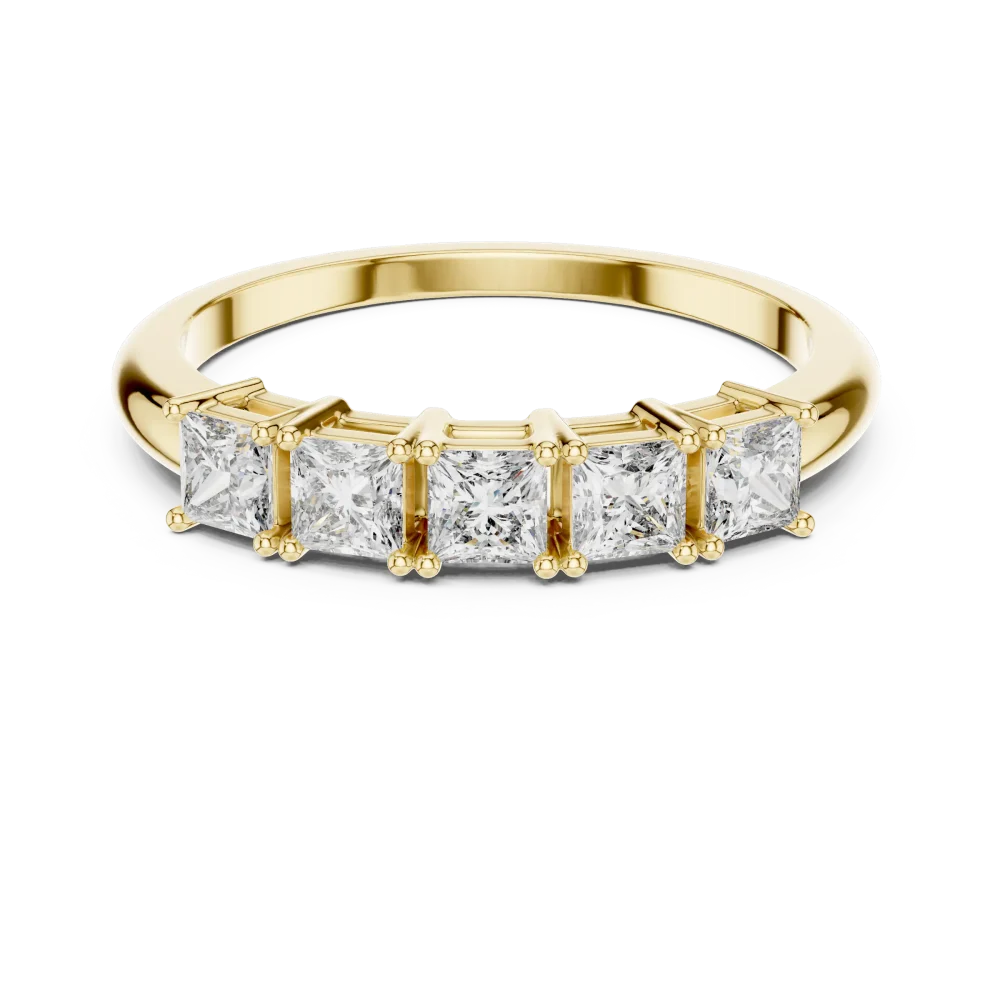 Symmetry Princess Cut Linear Five-Stone Band - Image 2