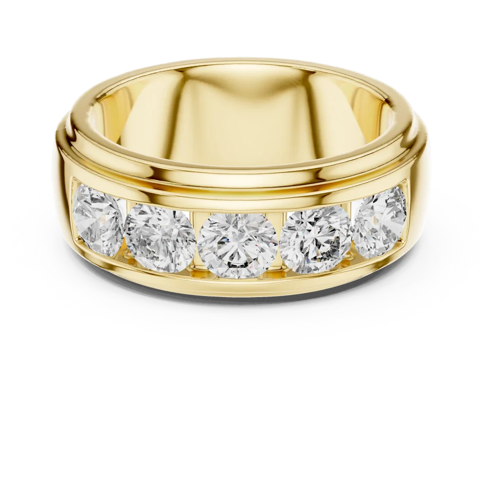 Symmetry Linear Round Brilliant Channel Set Statement Band - Image 2