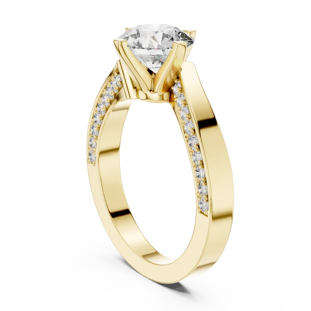 Luminary Round Brilliant Pavé-Set Solitaire Engagement Ring - Image 3