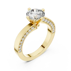 Luminary Round Brilliant Pavé-Set Solitaire Engagement Ring