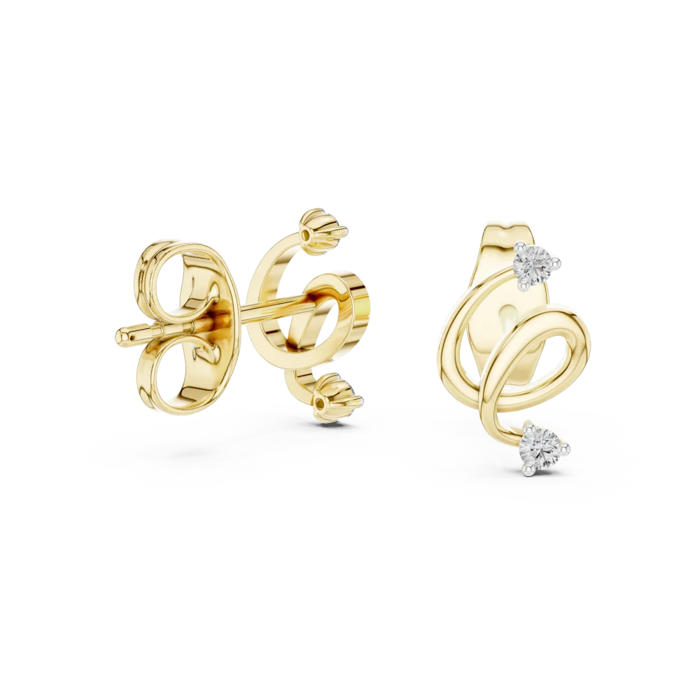 Fluidity Round Brilliant Architectural Sculpted Stud Earrings - Image 3