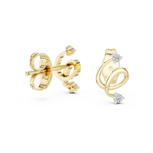 Fluidity Round Brilliant Architectural Sculpted Stud Earrings - Image 3