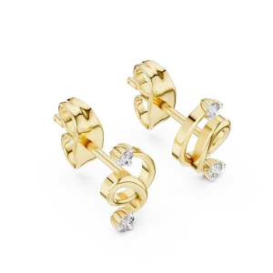 Fluidity Round Brilliant Architectural Sculpted Stud Earrings