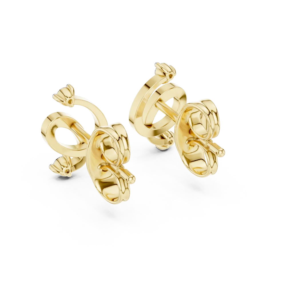 Fluidity Round Brilliant Architectural Sculpted Stud Earrings - Image 4