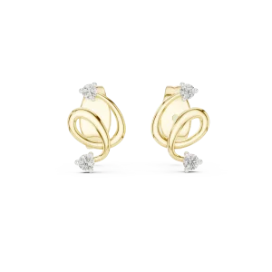 Fluidity Round Brilliant Architectural Sculpted Stud Earrings - Image 2