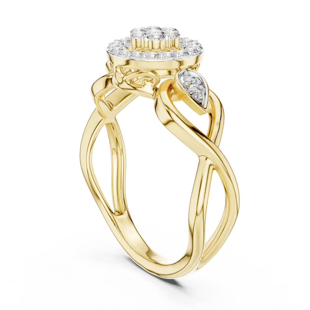 Luminary Round Pavé-Set Architectural Halo Ring - Image 3