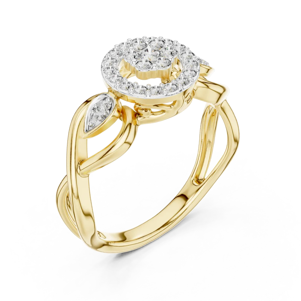 Discover the radiant beauty of this pavé-set architectural halo ring. Handcrafted with brilliant DIAMEUR diamonds, it is the ultimate modern classic. Shop now.