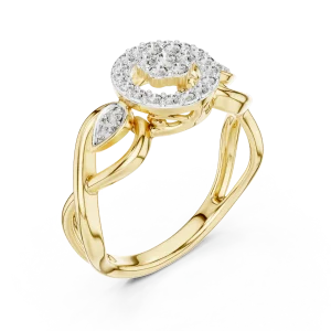 Luminary Round Pavé-Set Architectural Halo Ring