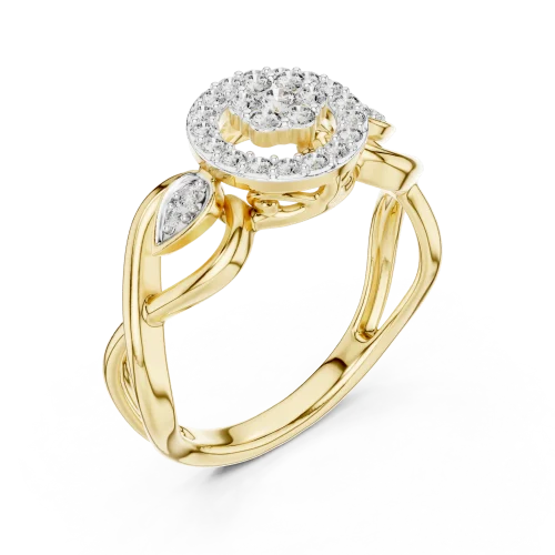 Luminary Round Pavé-Set Architectural Halo Ring