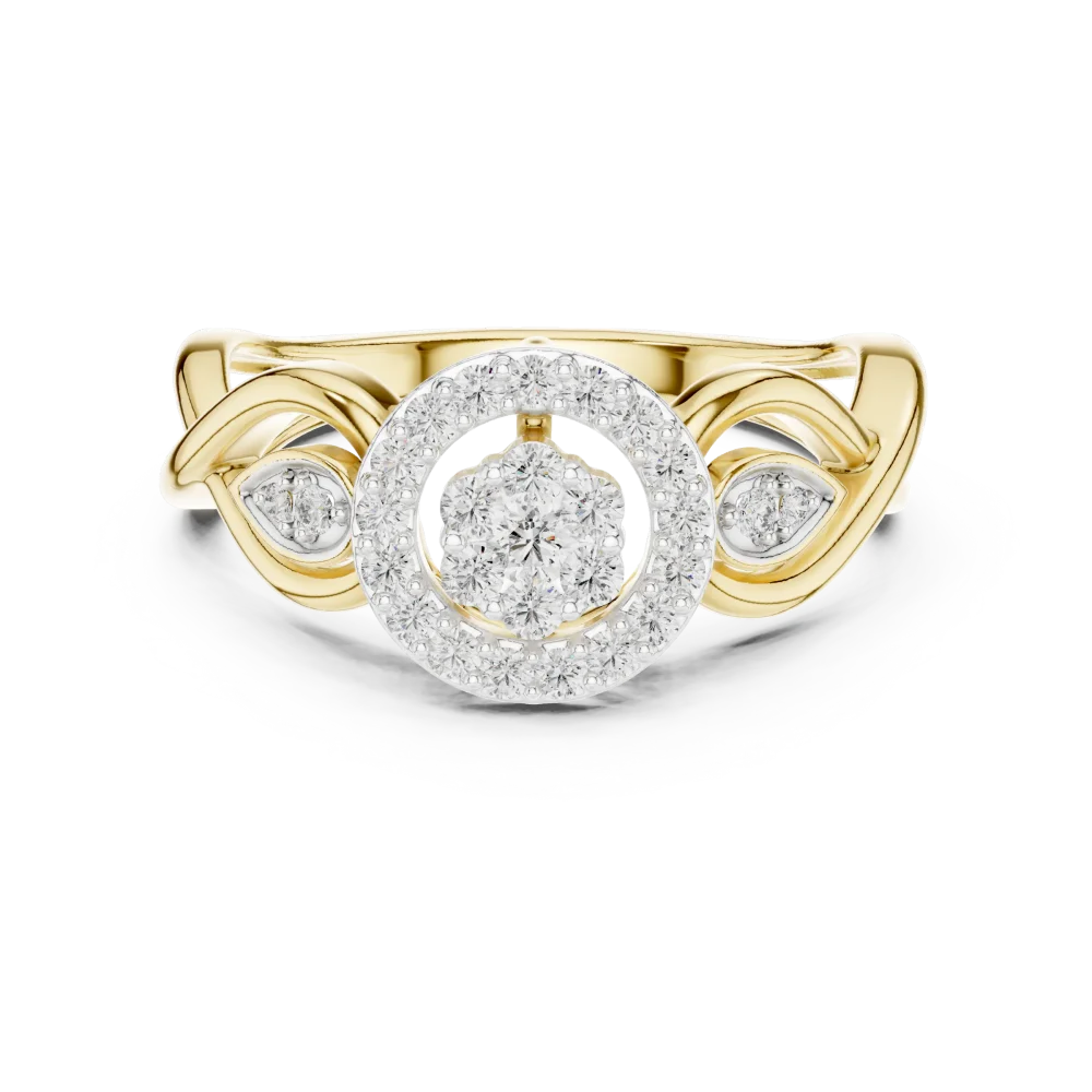 Luminary Round Pavé-Set Architectural Halo Ring - Image 2