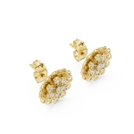 Luminary Round Pavé-Set Filigree Floral Stud Earrings