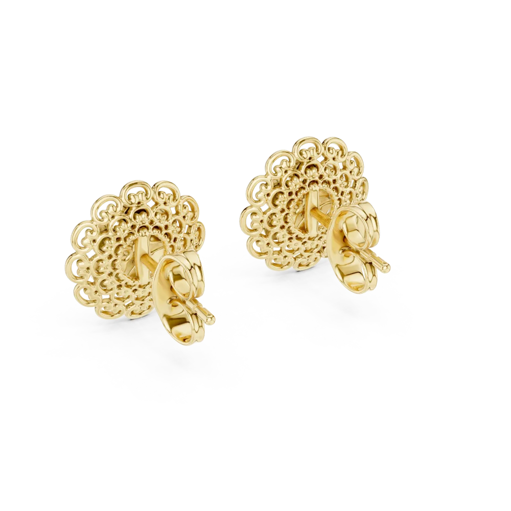 Luminary Round Pavé-Set Filigree Floral Stud Earrings - Image 4