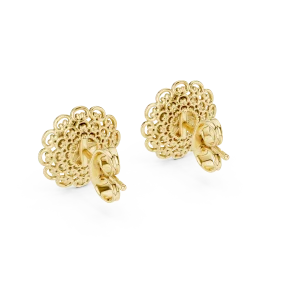 Luminary Round Pavé-Set Filigree Floral Stud Earrings - Image 4