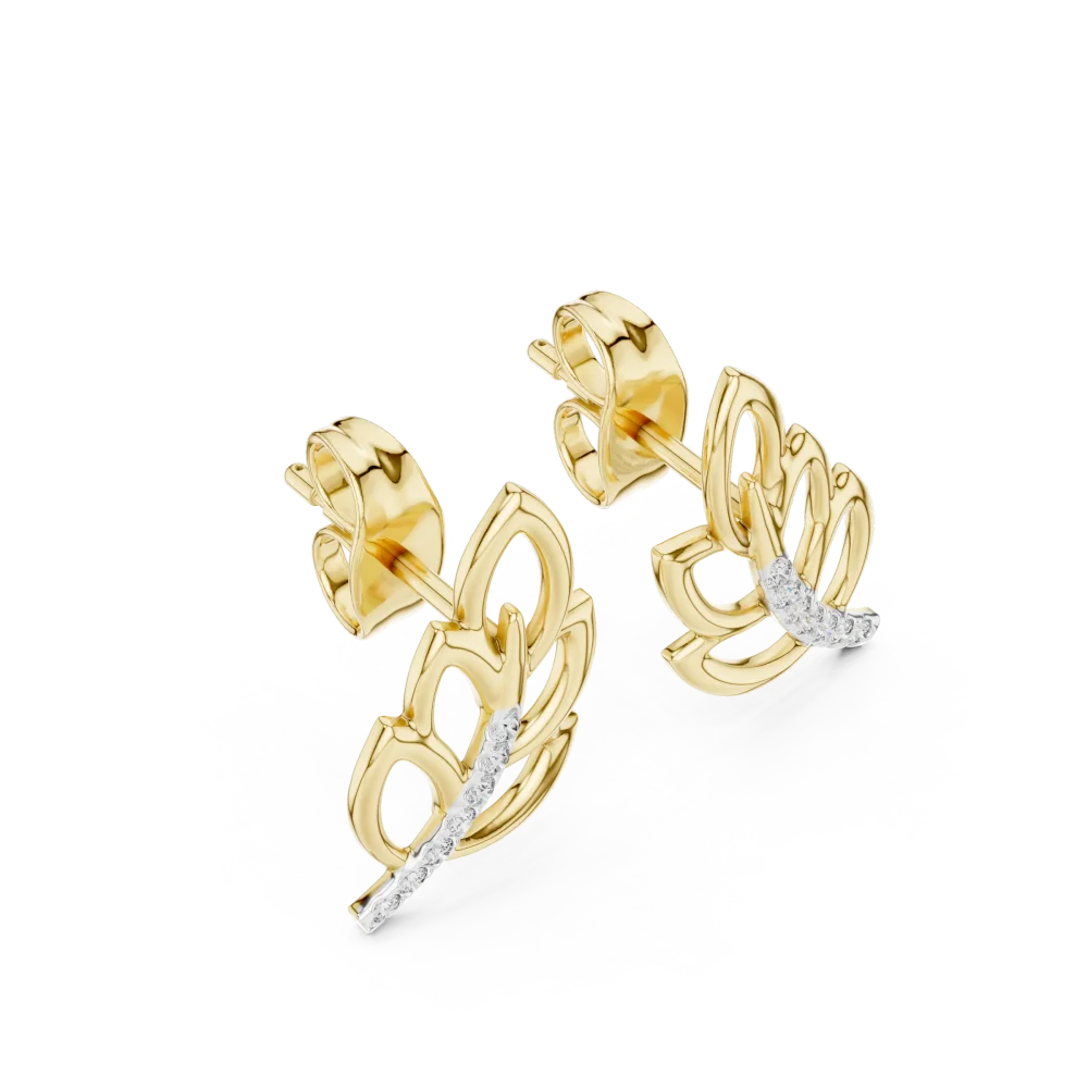 Discover the organic beauty of these leaf-inspired lab-grown diamond stud earrings. Expertly crafted for radiant light and timeless luxury.