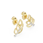 Ethereal Leaf Pavé-Set Round Brilliant Diamond Stud Earrings