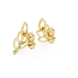 Ethereal Leaf Pavé-Set Round Brilliant Diamond Stud Earrings - Image 4