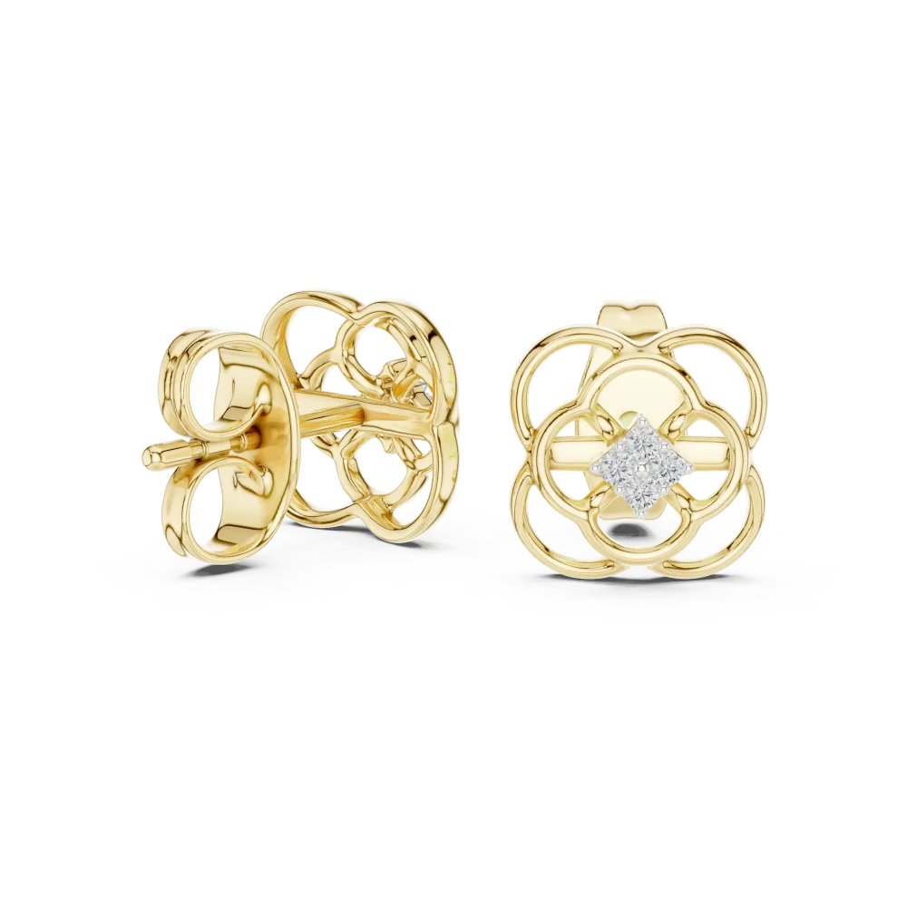 Symmetry Radiant Round Cut Geometric Stud Earrings - Image 3
