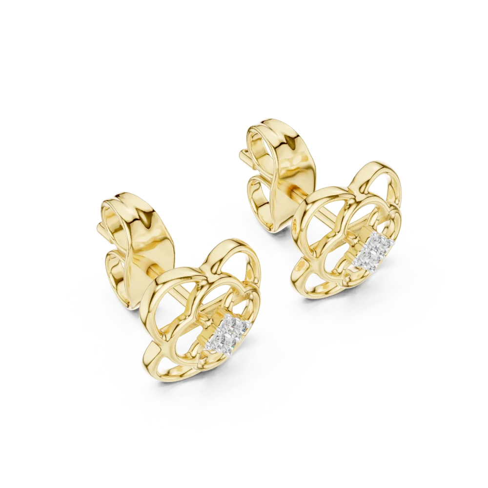 Discover the radiant allure of these geometric stud earrings, featuring brilliant DIAMEUR lab-grown diamonds. Elevate your style with sustainable luxury.