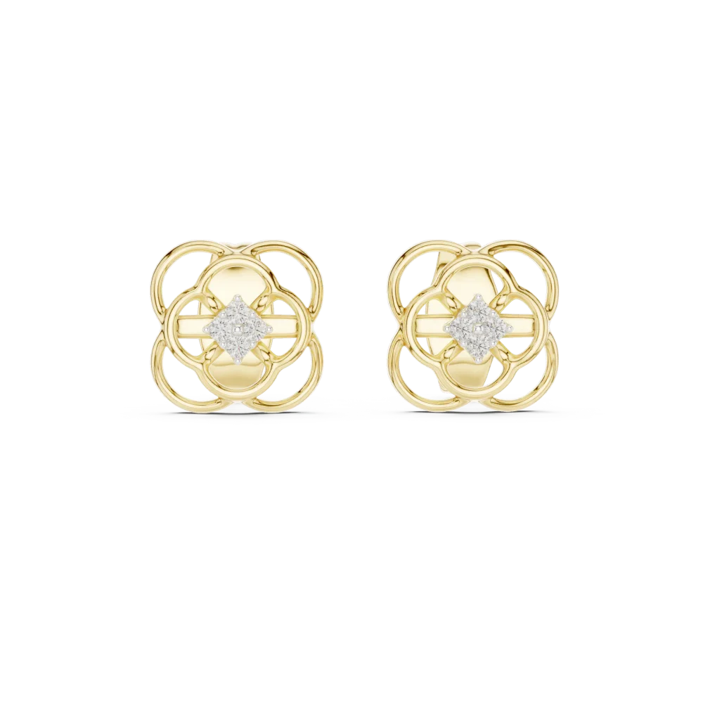 Symmetry Radiant Round Cut Geometric Stud Earrings - Image 2