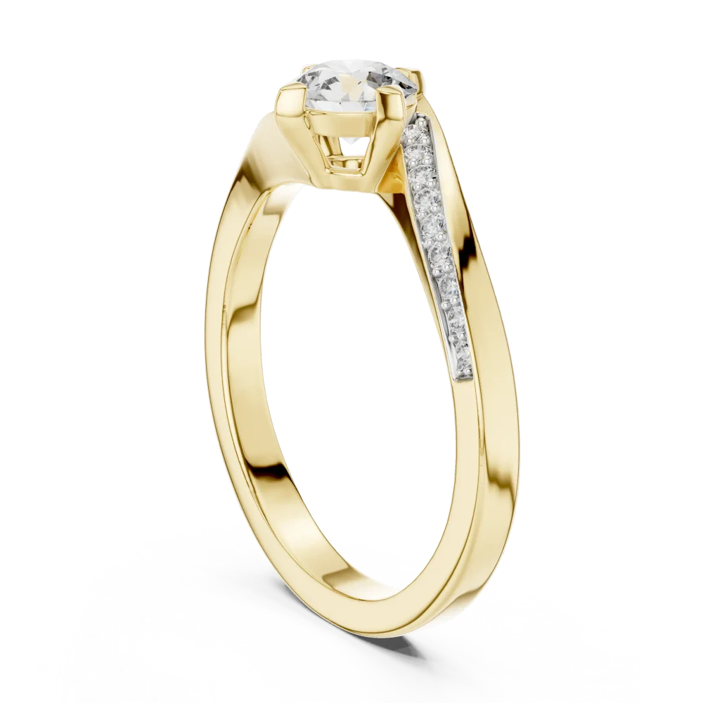 Fluid Silhouette Round Brilliant Pavé-Set Solitaire Ring - Image 3