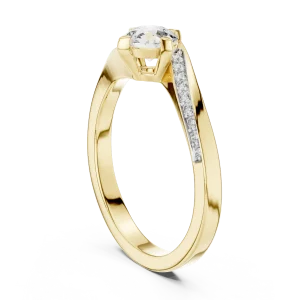Fluid Silhouette Round Brilliant Pavé-Set Solitaire Ring - Image 3