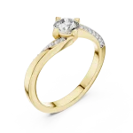 Fluid Silhouette Round Brilliant Pavé-Set Solitaire Ring