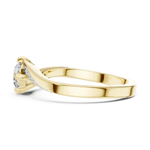 Fluid Silhouette Round Brilliant Pavé-Set Solitaire Ring - Image 4