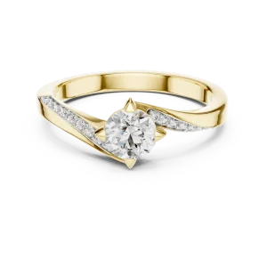 Fluid Silhouette Round Brilliant Pavé-Set Solitaire Ring - Image 2