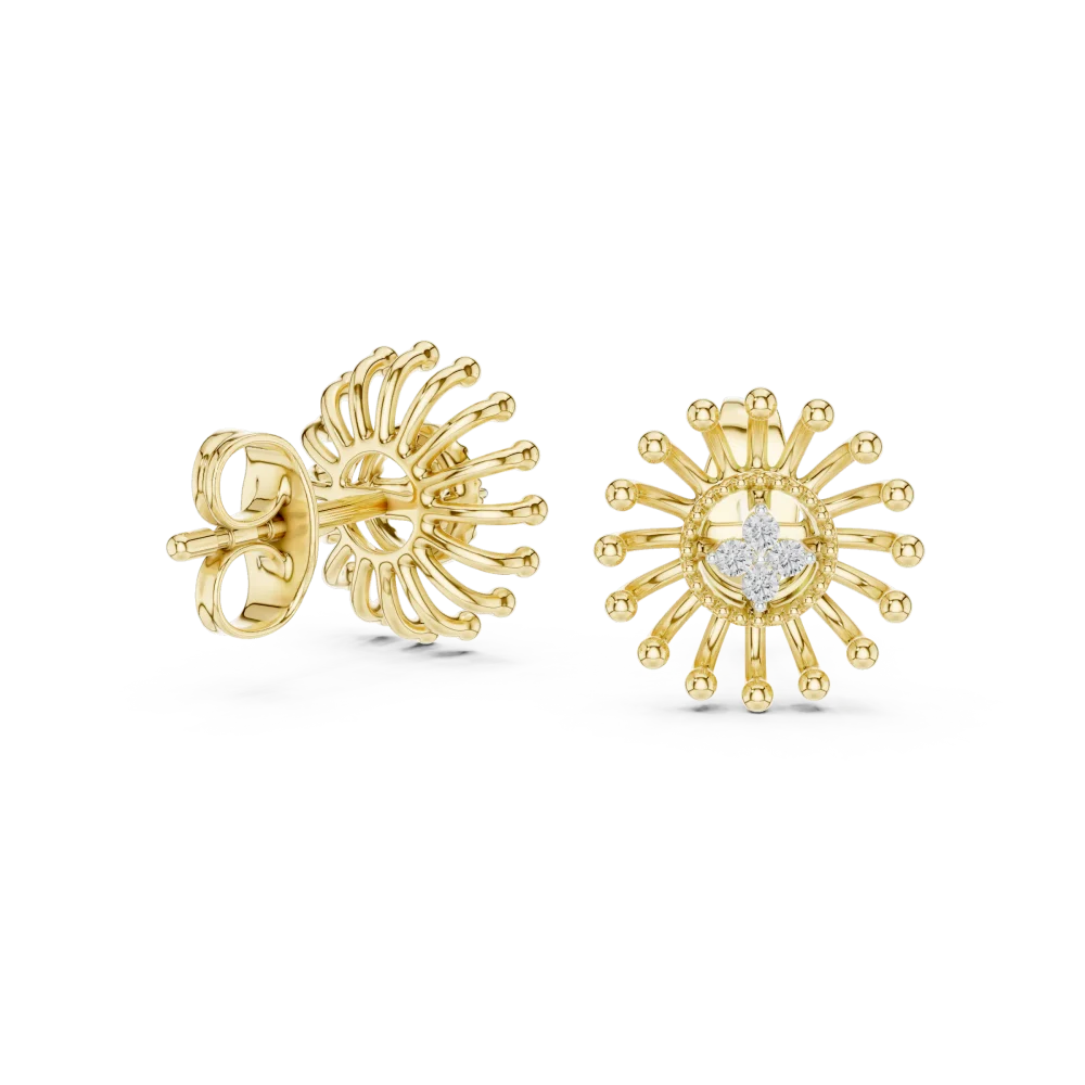 Luminary Round Brilliant Sunburst Cluster Stud Earrings - Image 3