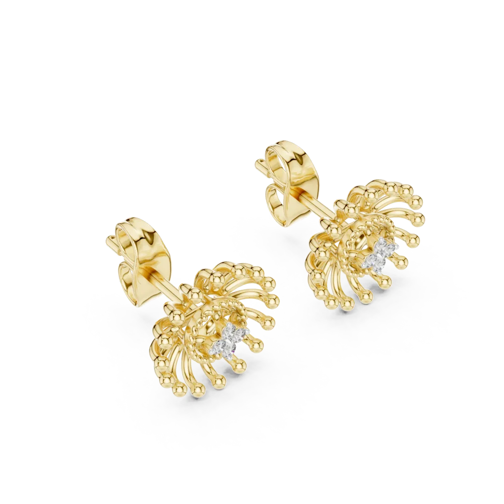 Discover the radiant beauty of these sunburst DIAMEUR diamond stud earrings. Handcrafted for brilliance, elevate your collection and shop online today.