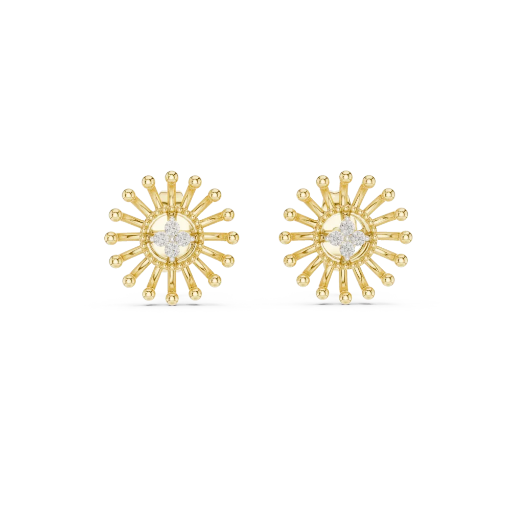 Luminary Round Brilliant Sunburst Cluster Stud Earrings - Image 2