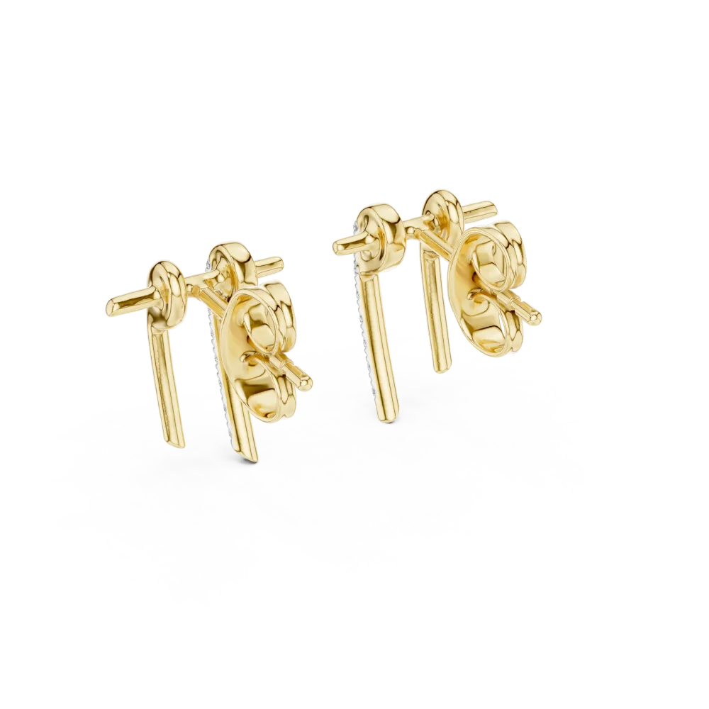 Linear Symmetry Round Brilliant Pavé Architect Stud Earrings - Image 4