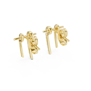 Linear Symmetry Round Brilliant Pavé Architect Stud Earrings - Image 4
