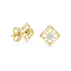 Architectural Symmetry Round Brilliant Geometric Stud Earrings - Image 3