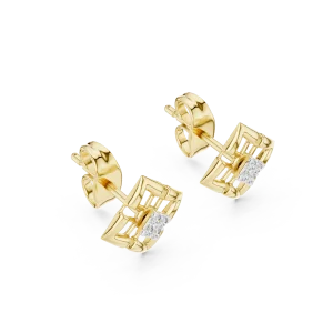Architectural Symmetry Round Brilliant Geometric Stud Earrings