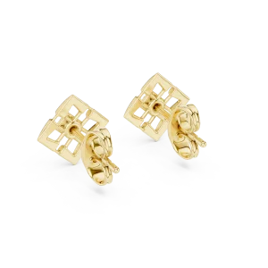 Architectural Symmetry Round Brilliant Geometric Stud Earrings - Image 4