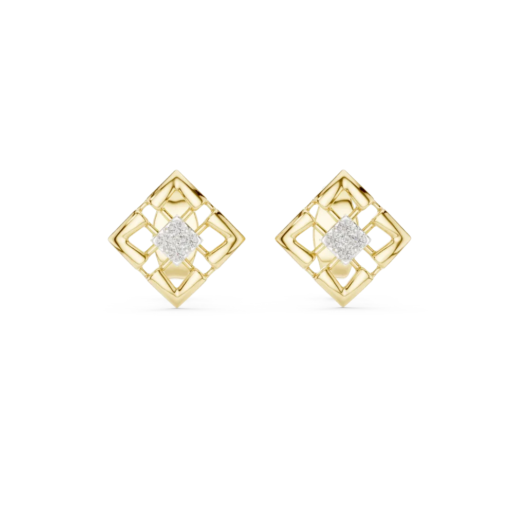 Architectural Symmetry Round Brilliant Geometric Stud Earrings - Image 2