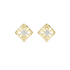 Architectural Symmetry Round Brilliant Geometric Stud Earrings - Image 2