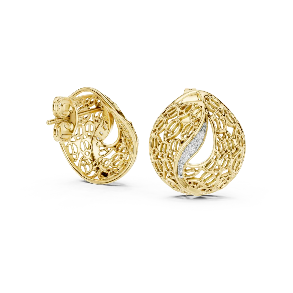 Luminary Round Pavé-Set Architectural Stud Earrings - Image 3
