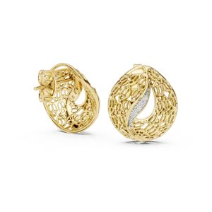 Luminary Round Pavé-Set Architectural Stud Earrings - Image 3