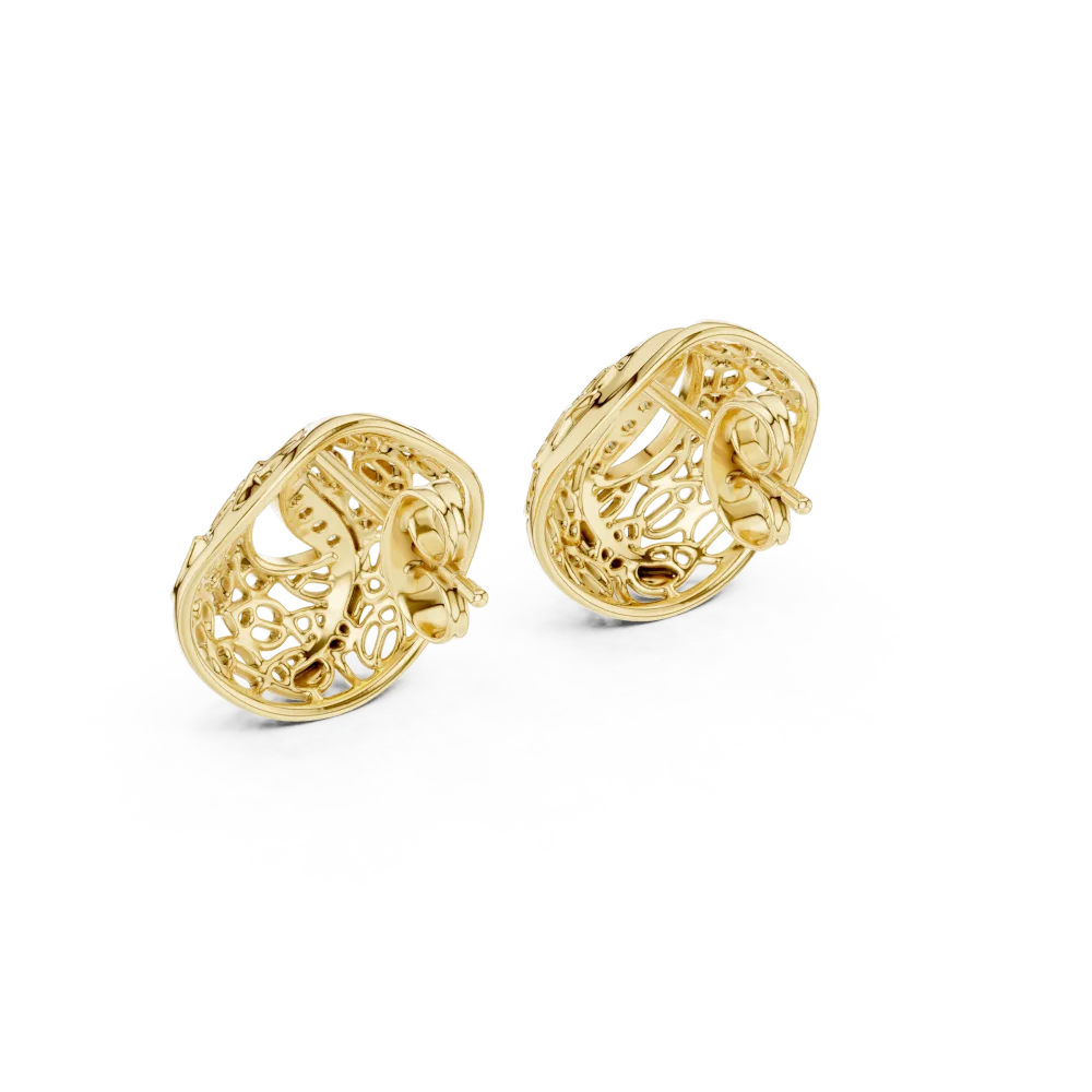 Luminary Round Pavé-Set Architectural Stud Earrings - Image 4
