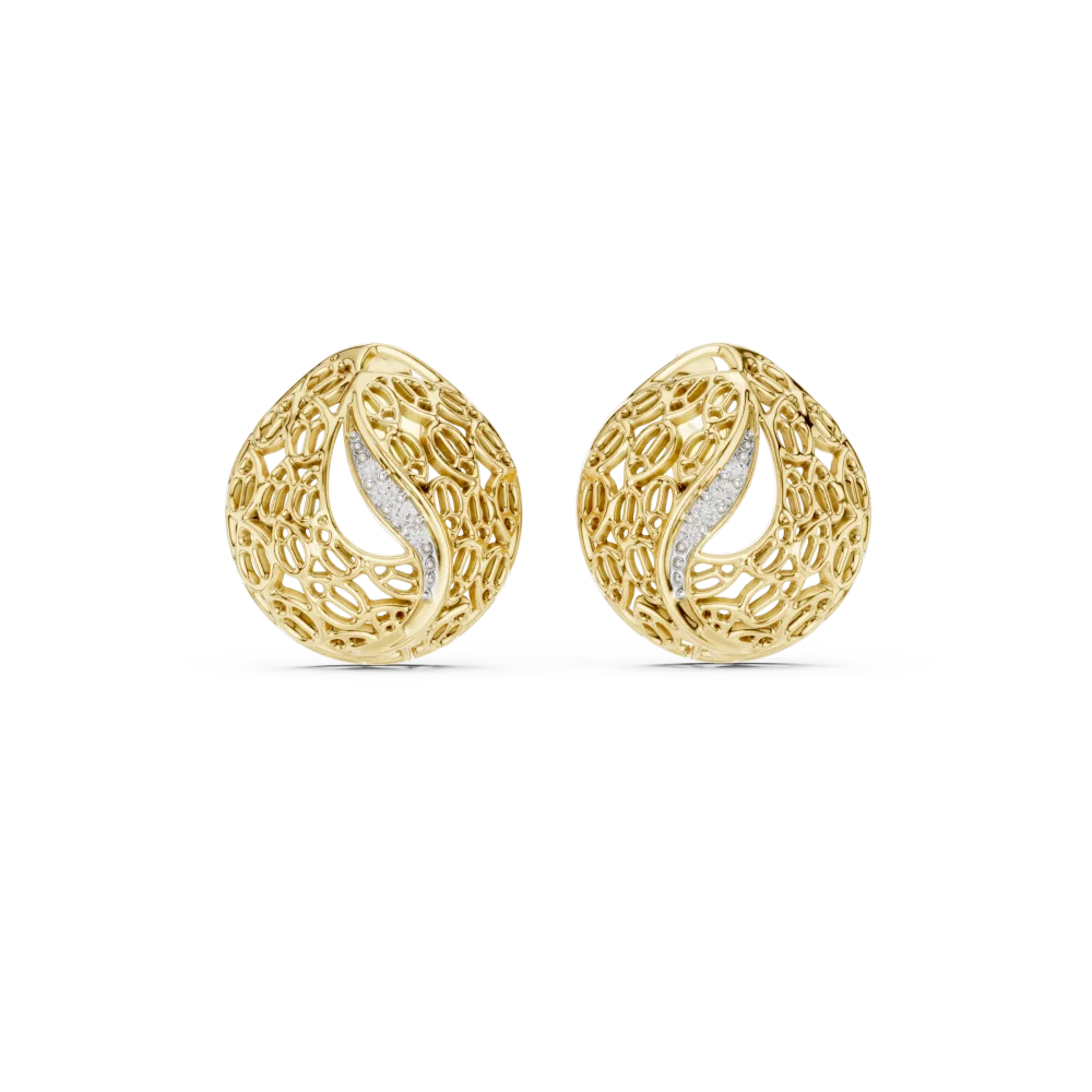Luminary Round Pavé-Set Architectural Stud Earrings - Image 2