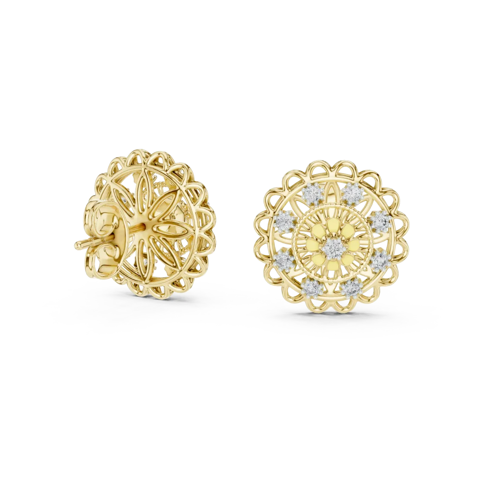 Ethereal Round Brilliant Filigree Lace Statement Stud Earrings - Image 3