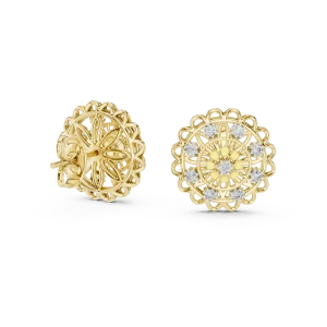 Ethereal Round Brilliant Filigree Lace Statement Stud Earrings - Image 3